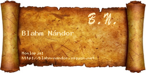 Blahm Nándor névjegykártya